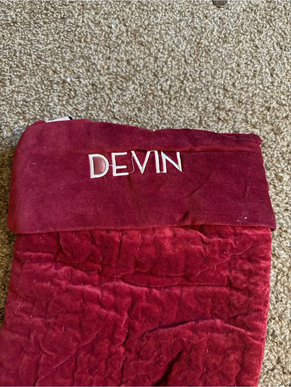 Pottery Barn Velvet Quilted Devin Stocking